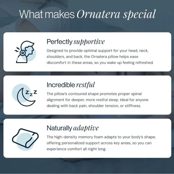 Premium ergonomic pillow, ORNATERA